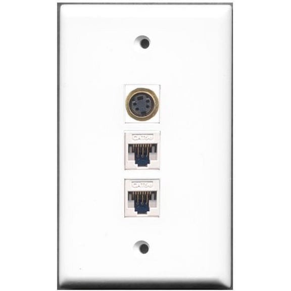 RiteAV - 1 Port S-Video 2 Port Cat5e Ethernet White Wall Plate