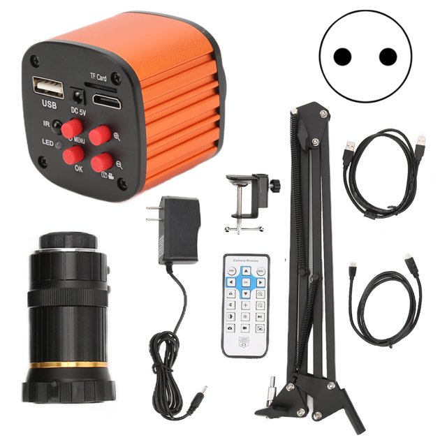 USB Microscope Camera 24MP HD Digital Microscope Industrial Video Recorder with Manual IRIS Zoom Lens AC 100‑240VEU Plug