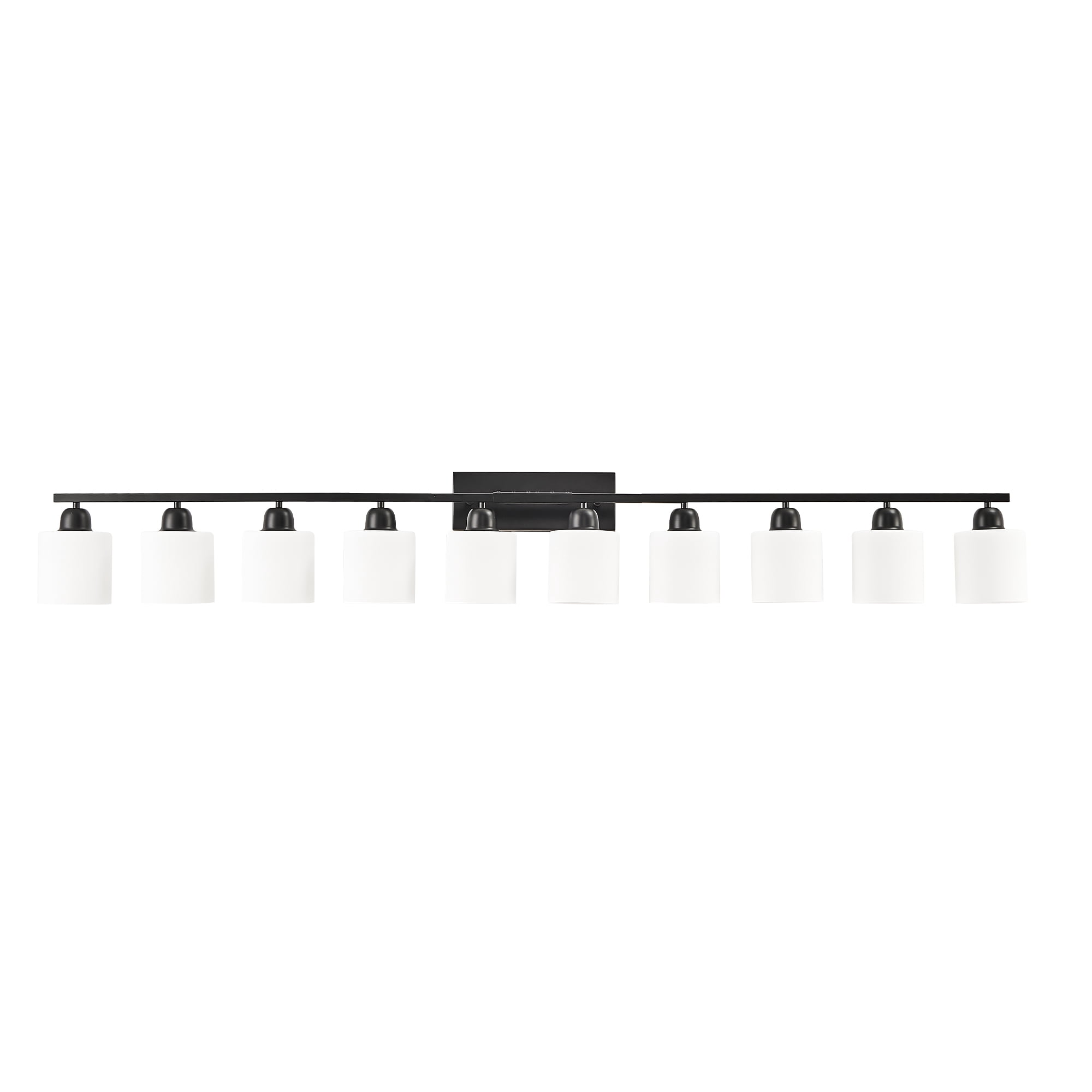 Leumius 10-Light Bathroom Vanity Light Fixture, Modern Vanity Light Over Mirror, Wall Sconces with Milky White Frosted Glass Shades for Mirror, Bathroom, Bedroom and Hallway Black (No Bulbs)