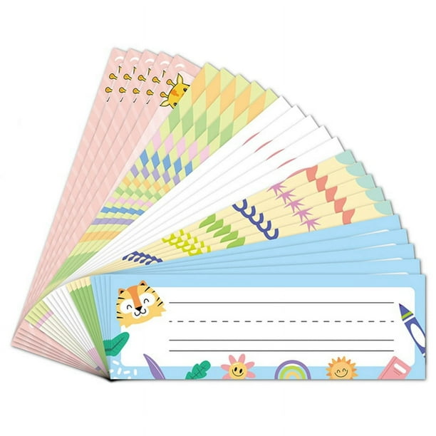 75 Etiquetas para Libros, Etiquetas para Libros de Ejercicios, Placa con Nombre, Se Pueden Escribir, Pegatinas Autoadhesivas Hechas de Papel Adhesivo