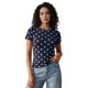 thumbnail image 2 of Camiseta de verano para mujer, estilo casual, corte ajustado, con estampado de lunares, cuello redondo y manga corta., 2 of 9