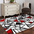 thumbnail image 3 of Red Black Geometric Area Rugs 2.7'x5', Washable Small Throw Rugs for Kitchen Bedroom, Abstract Art Modern Line Indoor Outdoor Rug Non-Slip Low Pile Carpet Runner Reversible Floor Mats, 3 of 8