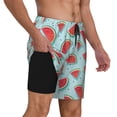 thumbnail image 2 of Kdxio Watermelon Print Men's Swim Trunks with Compression Liner 7 Inch Inseam Quick Dry Swim Shorts, 2 of 7