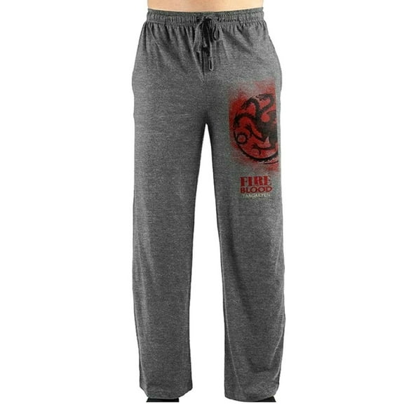 Game of Thrones House Targaryan Fire and Blood Men's Lounge, Pajama Pants Sleepwear (Medium)