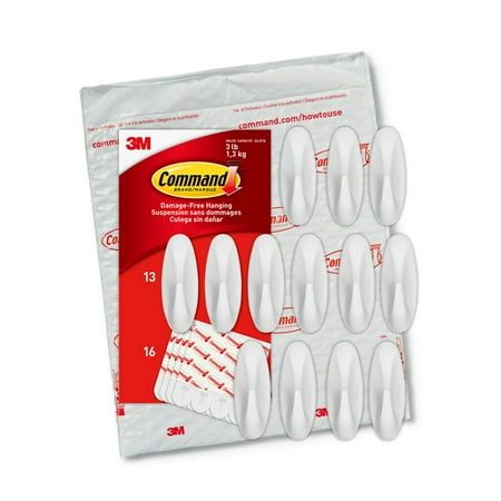 

Command Medium Designer Wall Hooks White 13 Plastic Hooks