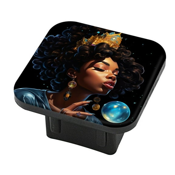 Hitch Cover Fits For 2-Inch Hitch,Beautiful Black Woman With Long Afro Hair Blowing Blue Bubblegumrubber Trailer Hitch Cover Tube Plug Insert,Car Exterior Accessories, Receiver Tube Hitch Plug