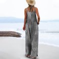 thumbnail image 4 of Nmnitkp Overalls for Women Casual Loose Summer Rompers Boho Floral Adjustable Straps Wide Leg Jumpsuits with Pockets PQ2, 4 of 6
