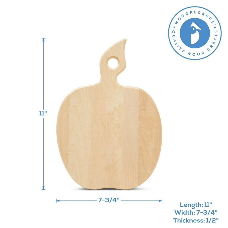 Wooden Cutting Board Shapes, 12 inch with Rounded Edges, Pack of 3 Wooden Cutting Boards by Woodpeckers, for Kitchen, Decor, and Charcuterie Boards
