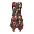 thumbnail image 5 of HELLHERO Skull And Red Roses Pattern Ladies Round Neck Sleeveless Dress, Side Pockets Sundress Asymmetric Irregular Hem Sleeveless Sundress for Vacation Holiday, 5 of 8