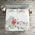 thumbnail image 2 of Ambesonne Music Quilted Coverlet 3 Pcs, Old Gramophone Player, King Size, Grey Black White, 2 of 2
