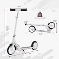 thumbnail image 3 of Gymax Trottinette Pliante à Propulsion avec 3 Hauteurs Réglables, Grandes Roues de 8 Pouces, Alliage d'Aluminium, Blanc, 3 of 10