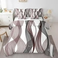thumbnail image 1 of Erosebridal Chic Geometric Bedding Sets Queen Size, Maroon Stripes Comforter Sets with Sheets, Abstract Decor, Reversible 7pcs, 1 of 5