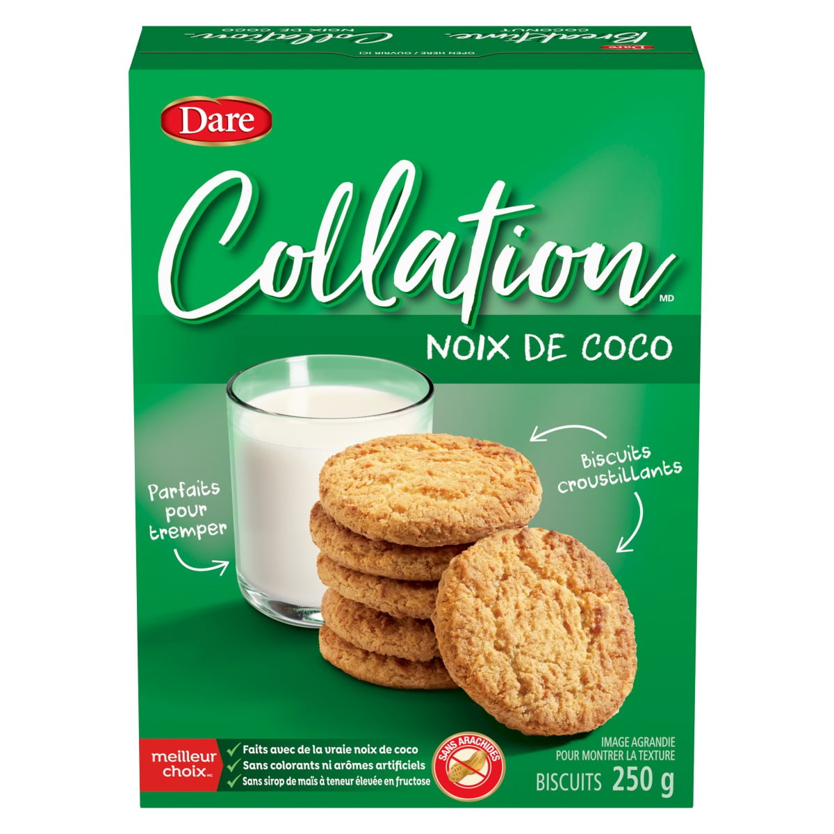 Breaktime Coconut Crunchy Cookies 250g, Dare Foods, Made in Canada, Peanut-Free, 250g