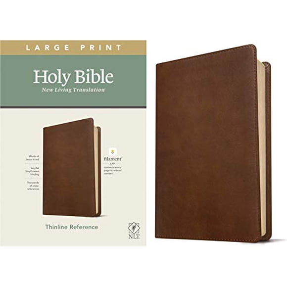 NLT Large Print Thinline Reference Bible, Filament Enabled Edition (Red Letter, LeatherLike, Rustic Brown)