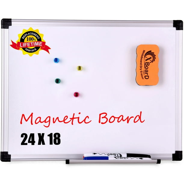 X Board Magnetic Dry Erase White Board 24x18 Inch Ultra Slim Lightweight Double Sided Magnetic Whiteboards Accessories Nbsp For Nbsp Wall Small Dry Erase Board With Aluminum Frame Walmart Com Walmart Com