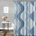 thumbnail image 2 of Shangniulu Grey Blue Geometric Shower Curtain, Waterproof Design and Polyester, Quick-Drying, Weighted Hem, Blue Fabric Shower Curtains Set for Bathroom, Durable and Washable with Hooks, 2 of 6