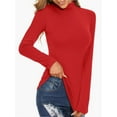 thumbnail image 3 of Women's Turtleneck Long Sleeve Shirts Casual Basic T Shirts Lightweight Base Layer Solid Slim Fit Tops, 3 of 6
