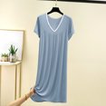 thumbnail image 3 of HomeGardon Nightgowns for Women,Women's Sleepwear,Women's V Neck Solid Color with Chest Cushion Loose and Comfortable Plus Size Home Skirt,M-XXL, 3 of 7