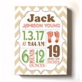thumbnail image 1 of Personalized Canvas Birth Announcement Nursery Decor Gift, Footprint Design, Custom Name, Date, Weight & Length, Unique Boys & Girls Baby Shower Wall Art Presents, Color Tan, Size - 8X10, 1 of 5