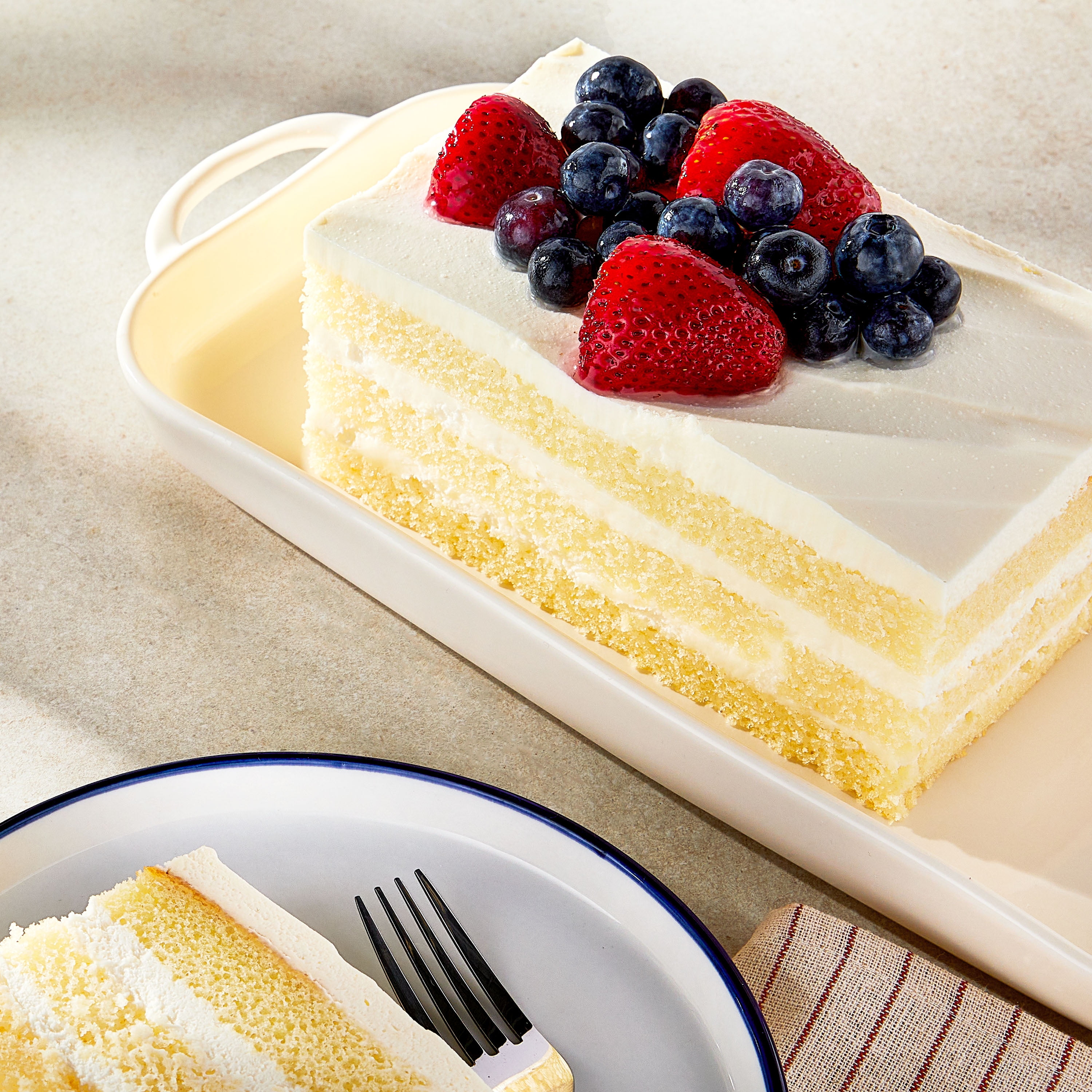 Freshness Guaranteed Chantilly Cream Bar Cake Topped with Fresh Fruit, 22 oz