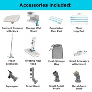 BLACK+DECKER Steam-Mop Multipurpose Steam Cleaning System with 7 Attachments + Storage Wall Mount, BHSM15FX10