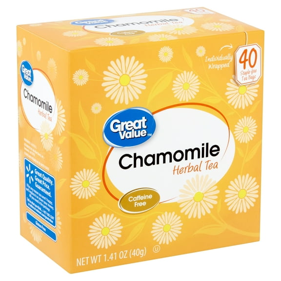 Great Value Chamomile Herbal Tea, Tea Bags, 40 Ct
