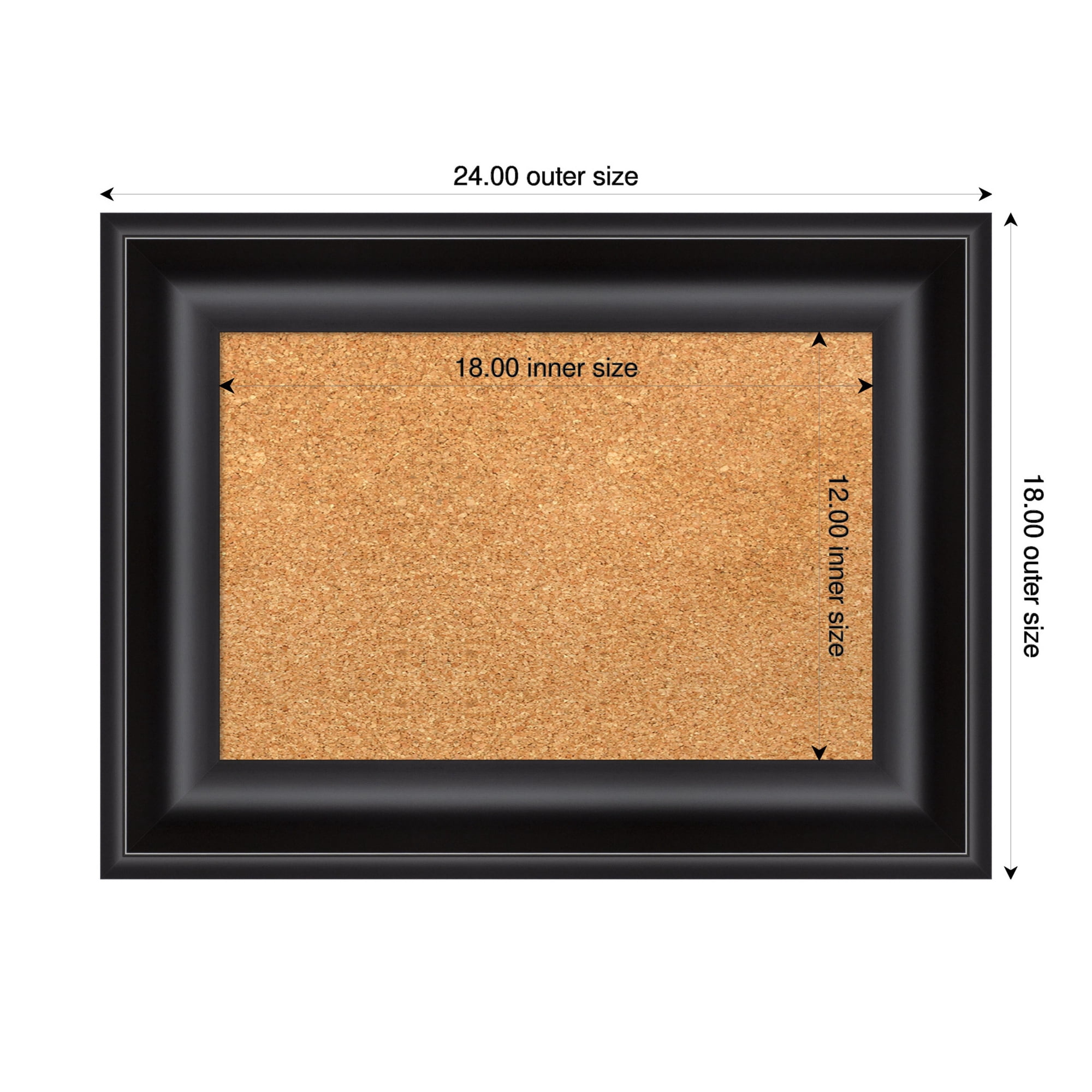 Amanti Art Natural Cork Board Framed Grand Black Bulletin Board 24 in. x 18 in.