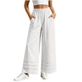 thumbnail image 3 of Liuinsasek Cotton-Linen Pants for Women Solid-Color Loose Casual High Waist Slimming Elastic Waistband Lightweight Trousers, 3 of 10