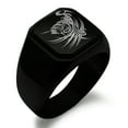 thumbnail image 1 of Stainless Steel Almighty Alicorn Engraved Square Flat Top Biker Style Polished Ring, 1 of 1
