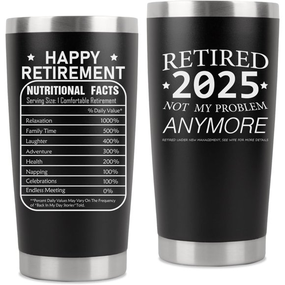 Retirement Gifts for Men - Retired 2025 No My Problem Anymore - Retired Gifts for Male - Happy Retirement 20 Oz Tumbler
