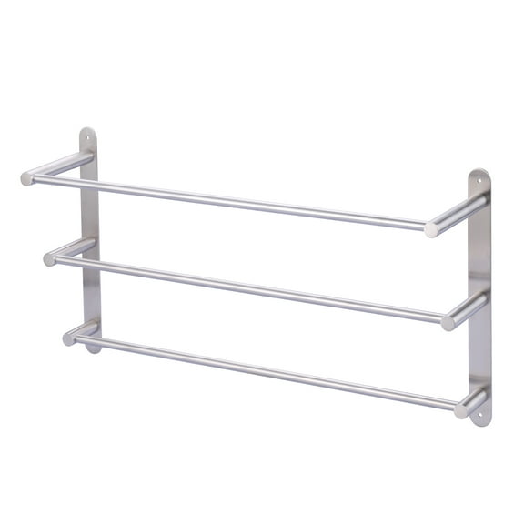 24 inch Wowow Brushed Nickel 3-Tier Wall Mounted Towel Rack with Mounting Hardware in Stainless Steel