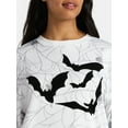 thumbnail image 4 of Halloween Women's Spiders and Bats Print Sweatshirt with Long Sleeves, Sizes XXS-XXL, 4 of 5
