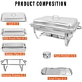 thumbnail image 2 of Jacgood Chafing Dish 8Qt Stainless Steel Chafer 2 Packs Full Size Rectangular Chafers for Catering Buffet Warmer Set, 2 of 8