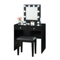 thumbnail image 2 of Hudi Makeup Vanity and Stool Set- 10 Lights- USB Power Outlet- Black, 2 of 6