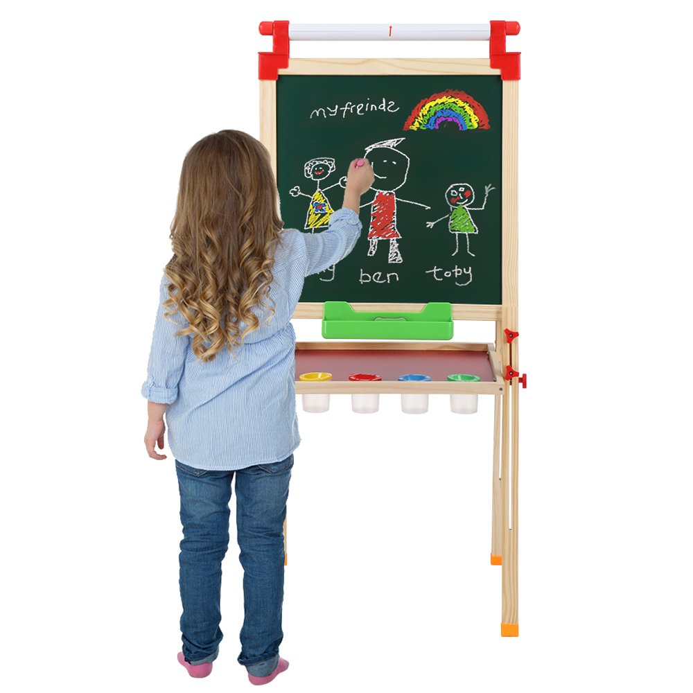 GoDecor Kids Wooden Adjustable Easel, Children Art Easel for Boys Girls Painting Drawing