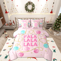 Manfei Colorful Balloon 7-Piece Twin Bedding Sets,Merry Xmas Bedding Comforter Set,Chic Christmas Tree Gifts Sheet Sets For Kids,Microfiber Bedroom Decor Reversible