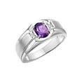 thumbnail image 6 of RYLOS Men's Rings Sterling Silver Classic 7X5MM Oval Gemstone & Diamond Ring Amethyst February Birthstone Rings For Men, Silver Rings, Size 10, 6 of 7