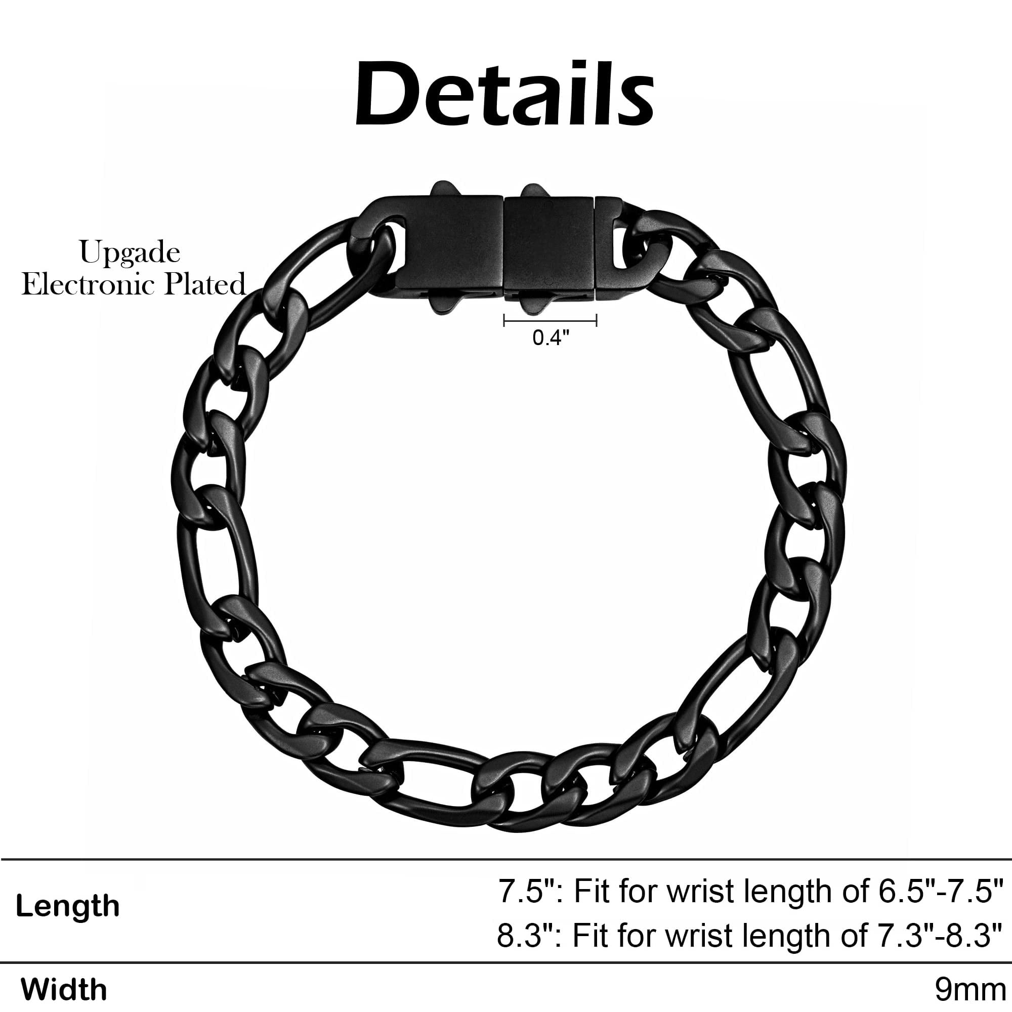 Speroto Chain Bracelet for Men 6mm/9mm, Sturdy Stainless Steel Mens Figaro Link Bracelet with Attachable Clasp, Simple Jewelry Gift for Men Women