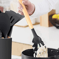 thumbnail image 5 of Juego de utensilios de cocina, 2 utensilios de cocina de madera y silicona, utensilios de cocina antiadherentes y resistentes al calor, 5 of 5