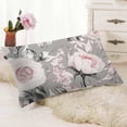 thumbnail image 3 of Throw Pillow Covers Watercolor with Pink Flowers and Leaves on Oil Painting Canvas Floral Pattern Rose Abstract Cushion Pillow Case 12x20 Inches, 3 of 6