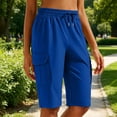thumbnail image 2 of Besolor Womens Running Shorts High Waist Elastic Drawstring Lightweight Quick Dry Casual Athletic Workout Knee Length Shorts with Pocket, 2 of 7