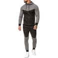 thumbnail image 1 of TheFound Men Hooded Tops Pants Suit Patch Color Shirt Sports Running Jogger Pants, 1 of 7