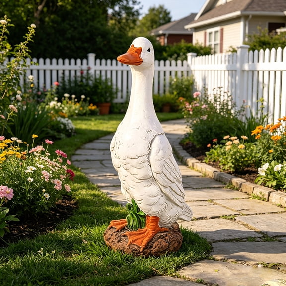 Clearance Garden Statues,Duck Garden Decor Durable Resin, Hand-Painted Animal Sculpture Indoor Outdoor, Patio Lawn Yard Art Ornaments, Birthday Housewarming Gift for Women Mom Grandma Friends