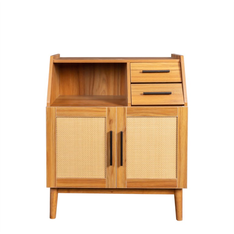 Manel Rattan Sideboard Buffet Cabinet, Storage Cabinet with 3 Drawers and 2 Doors Bay Isle Home Color: Natural