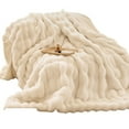 thumbnail image 2 of 47" x 79" Bubble Throw Blanket - Super Soft Plush Blanket for Couch & Bed, Reversible Fluffy Home Decor Throw Mat in Beige White, 2 of 7