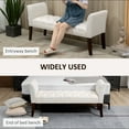 thumbnail image 4 of HOMCOM End of Bed Bench with Button Tufted Design, Upholstered Bench with Arms and Solid Wood Legs for Bedroom, Cream White, 4 of 8