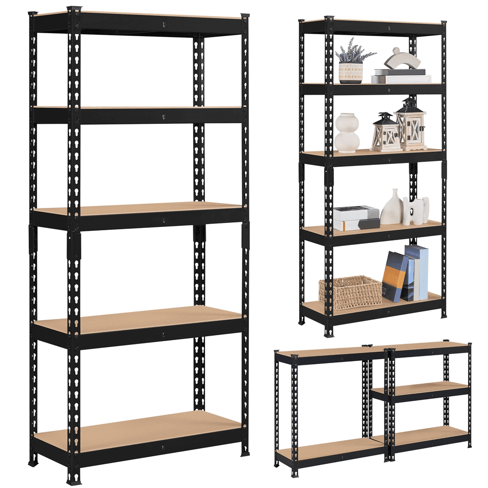 Alden Design 3 Pack 5 Tiers Metal Storage Shelf, Black