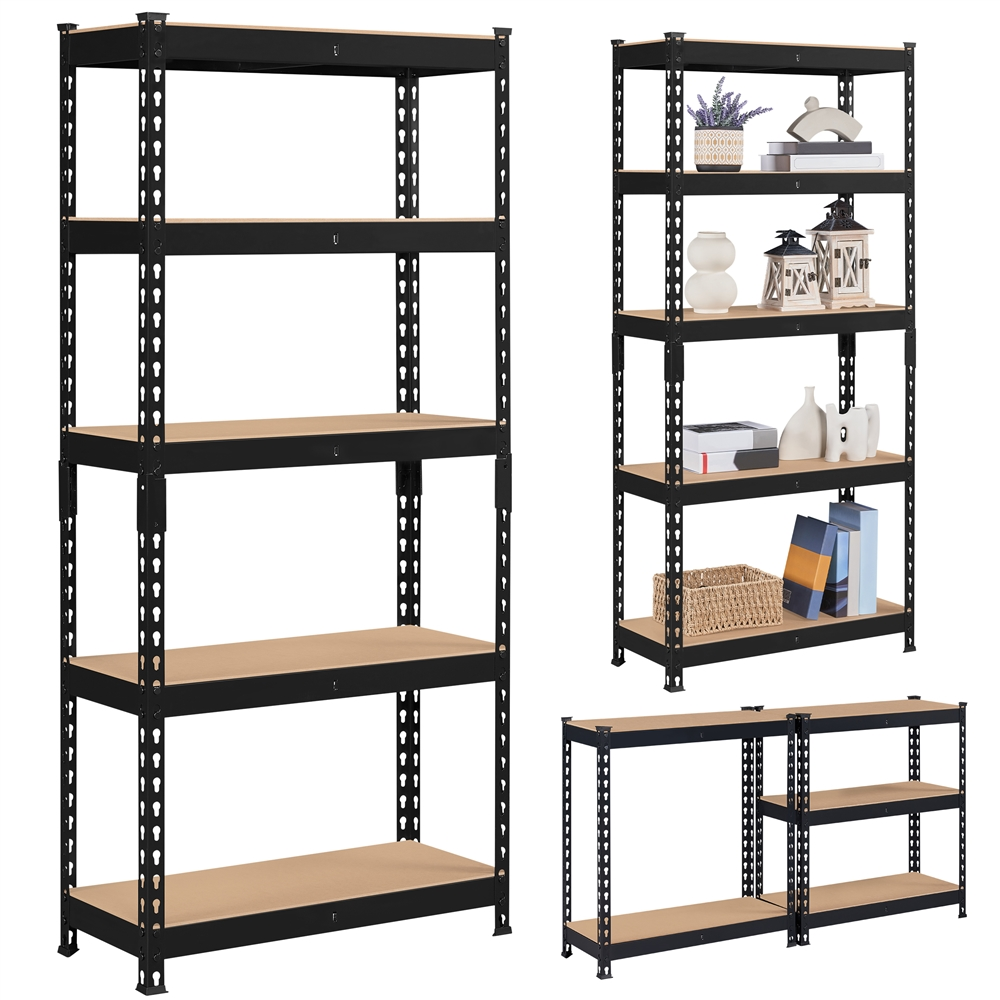 Smile Mart 5-Shelf Boltless & Adjustable Steel Storage Shelf Unit, Black, Holds up to 330 lb Per Shelf, 3 Pack - image 7 of 9