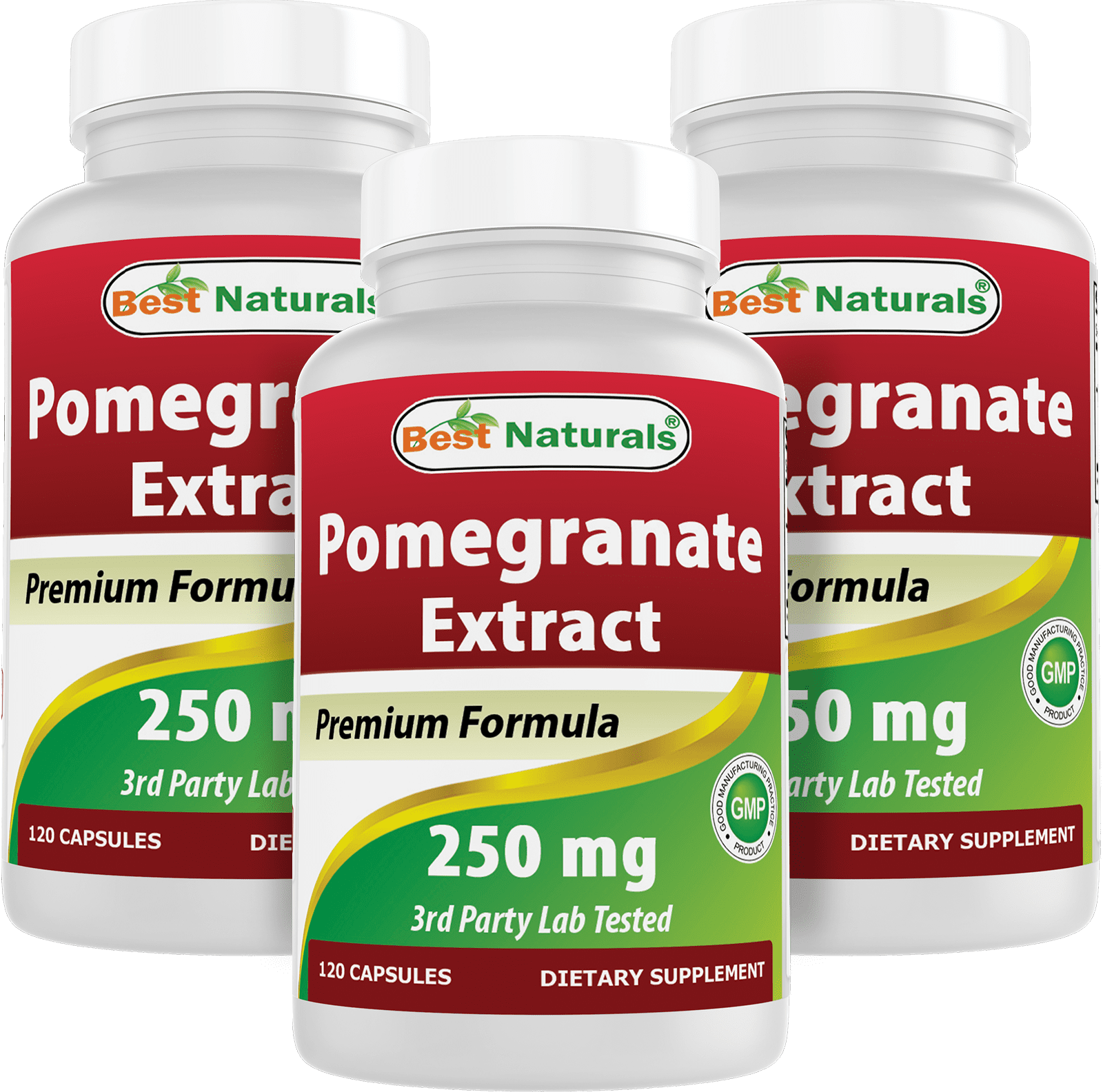 3 Pack Best Naturals Pomegranate Extract 250 mg 120 Capsules