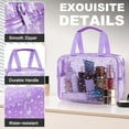 thumbnail image 5 of Hot Pink Star Large Cosmetic Bag, 12 x 5 x 8 inch Travel Pouch with Handle for Makeup, Travel Essentials, Purple, 5 of 14